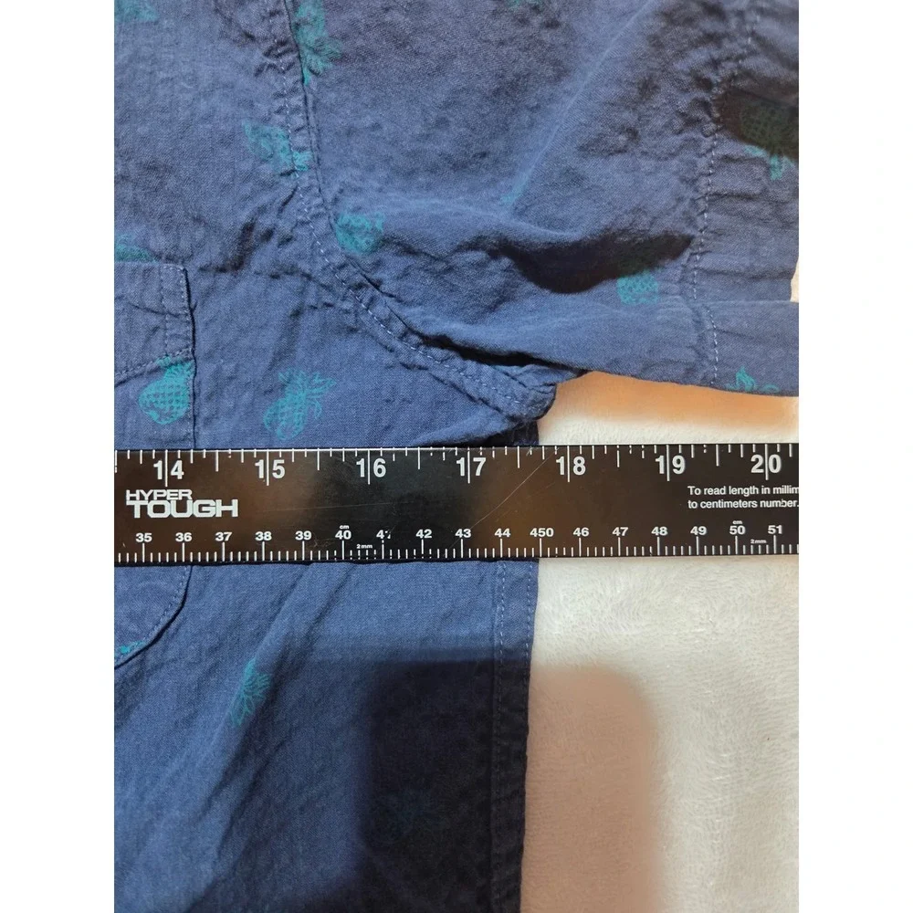 280 | GAP Kids Boys L 10 Navy Blue Pineapple Print Short Sleeve Button Down...